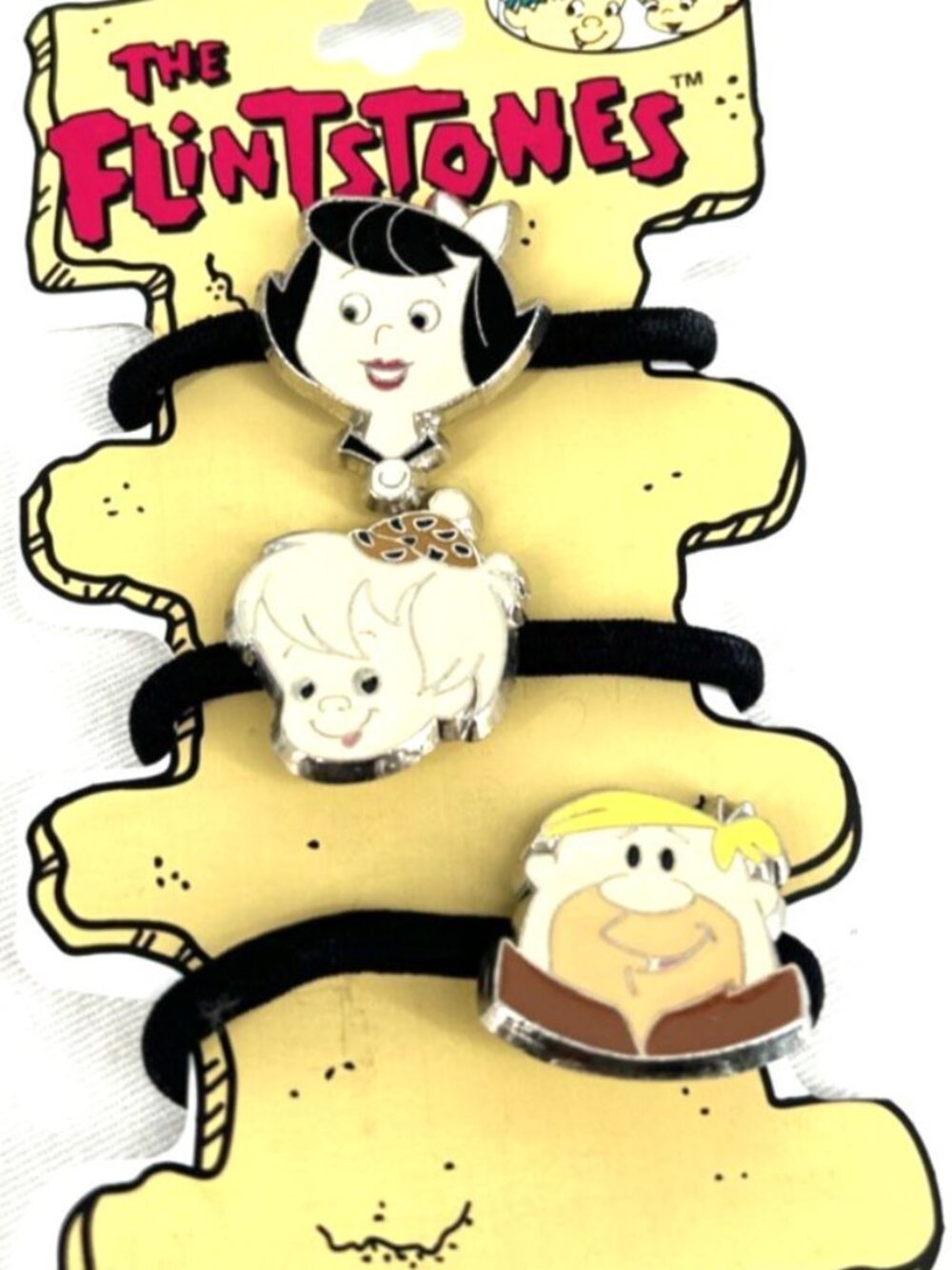 Flintstones Ponytail Holders Betty Bam Bam Barney Enamel Vintage 1994
